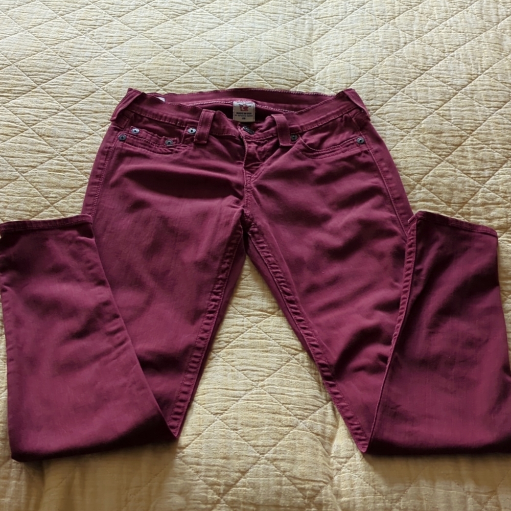 Women's True Religion deep red skinny jeans size 28